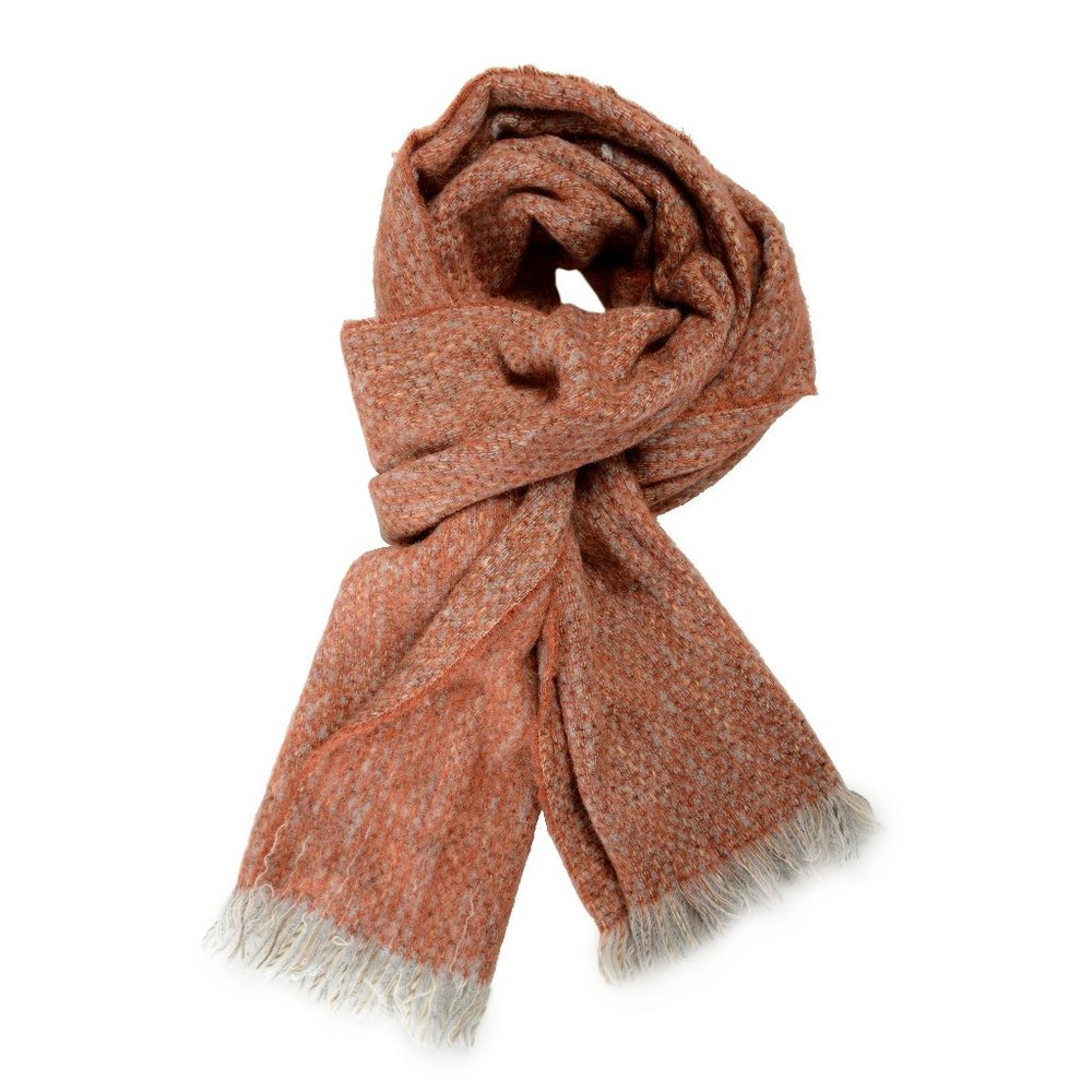 Sferra Unisex Gray &Orange Mohair Wool Scarf